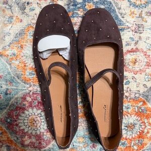 Madewell Dark Brown Studded Mary Jane Flats